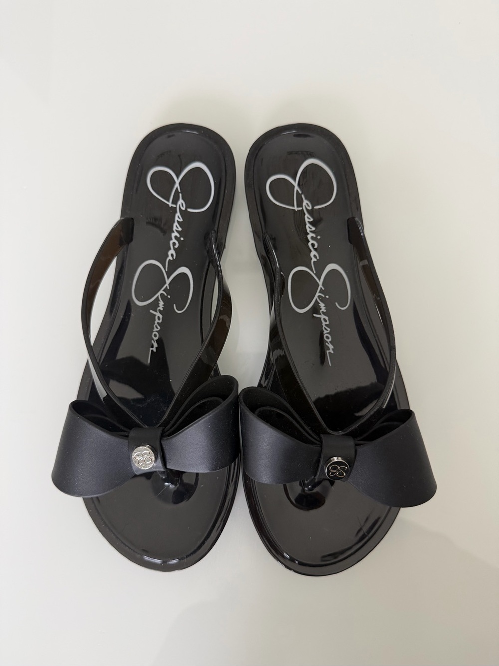 Jessica Simpson Girls Black Bow Jelly Sandals Size 3
